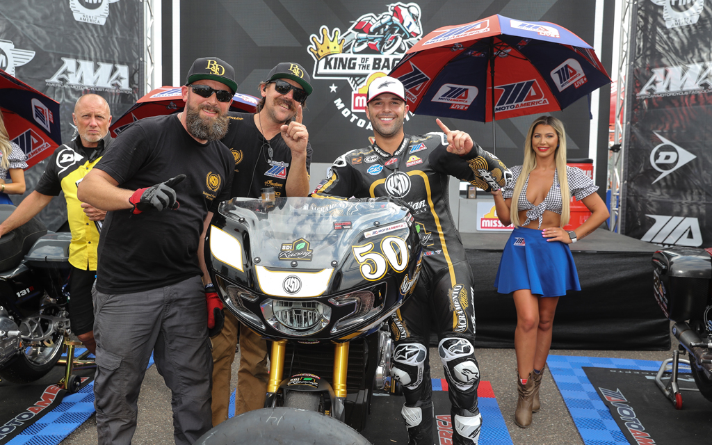 Indian Motorcycle Racing privateer Bobby Fong wins King of the Baggers at Brainerd Internaltional Raceway